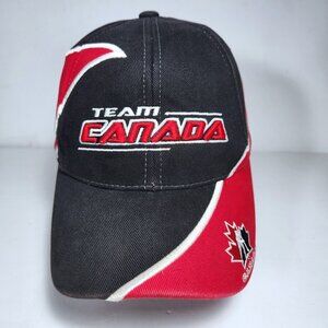 Puma Team Canada Hat Cap Youth Hook and Loop Shark Tooth Black Embroidered